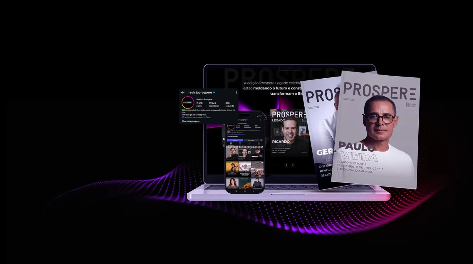 Revista Prospere Digital no Notebook e Celular